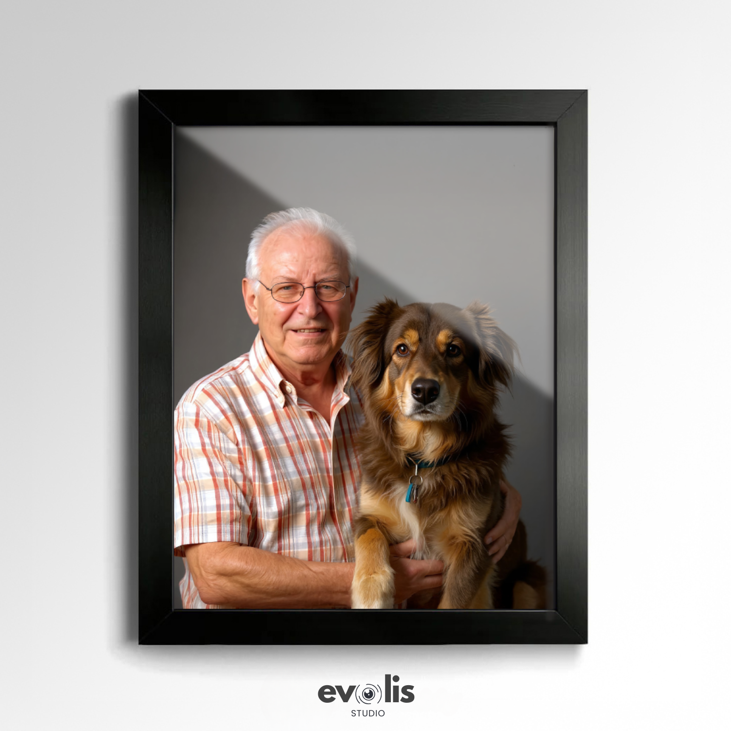 Custom Human & Pet Poster Charcoal Bond Portrait – Personalized High-Resolution Matte Print for Wall Art, Home Decor, or Unique Gifts for Pet Lovers (Frame Not Included)