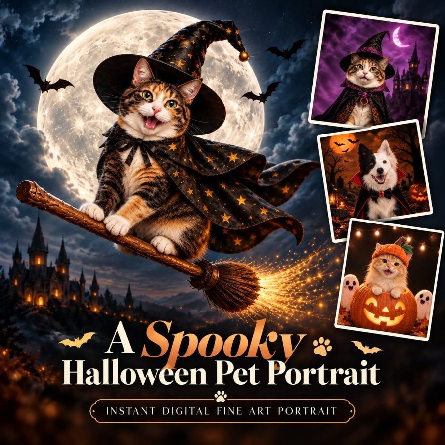 A Spooky Halloween Pet Portrait - Instant Digital Fine Art Portrait