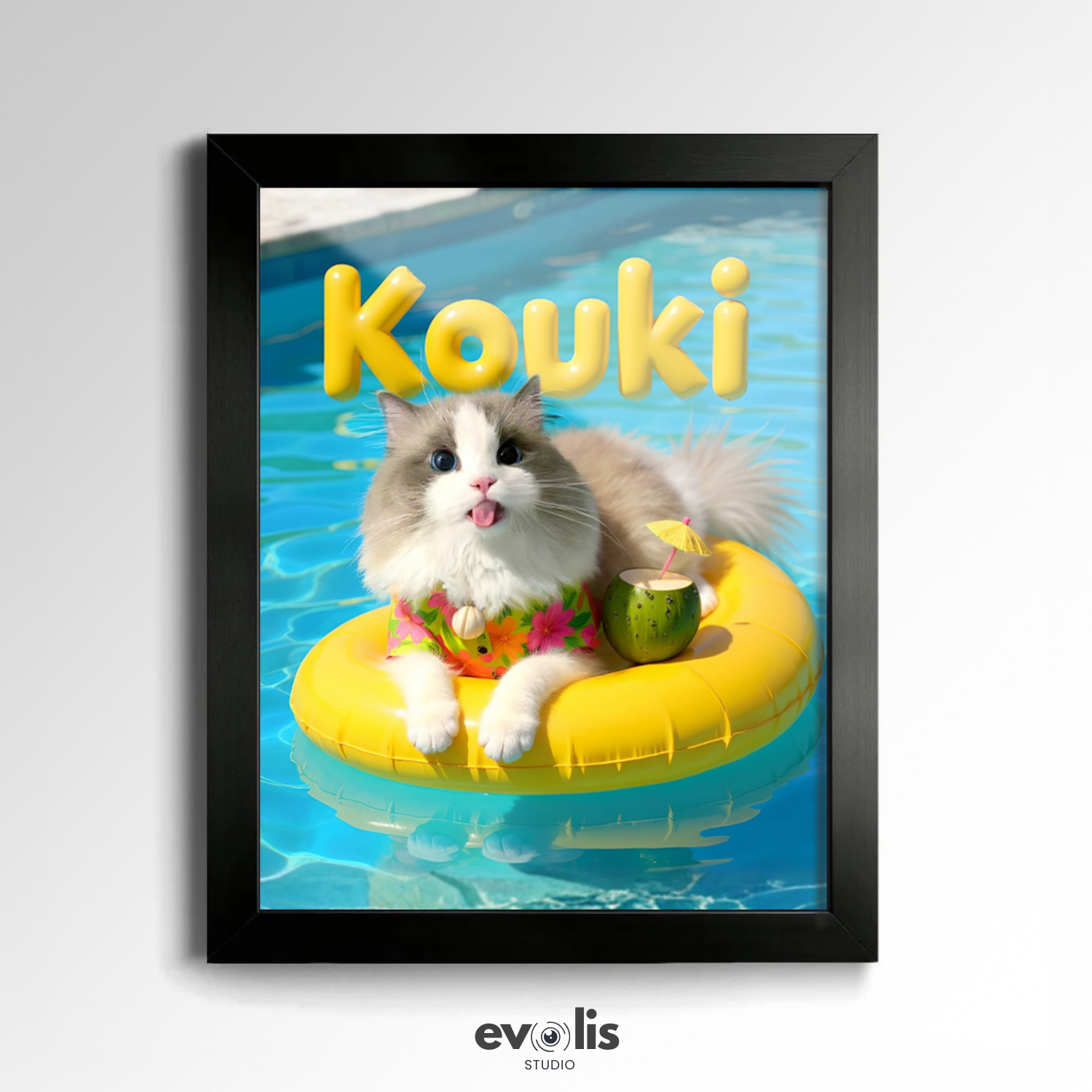 Custom Pet Poster Golden Wave Summer Portrait – Personalized High-Resolution Matte Print for Wall Art, Home Decor, or Unique Gifts for Pet Lovers (Frame Not Included)