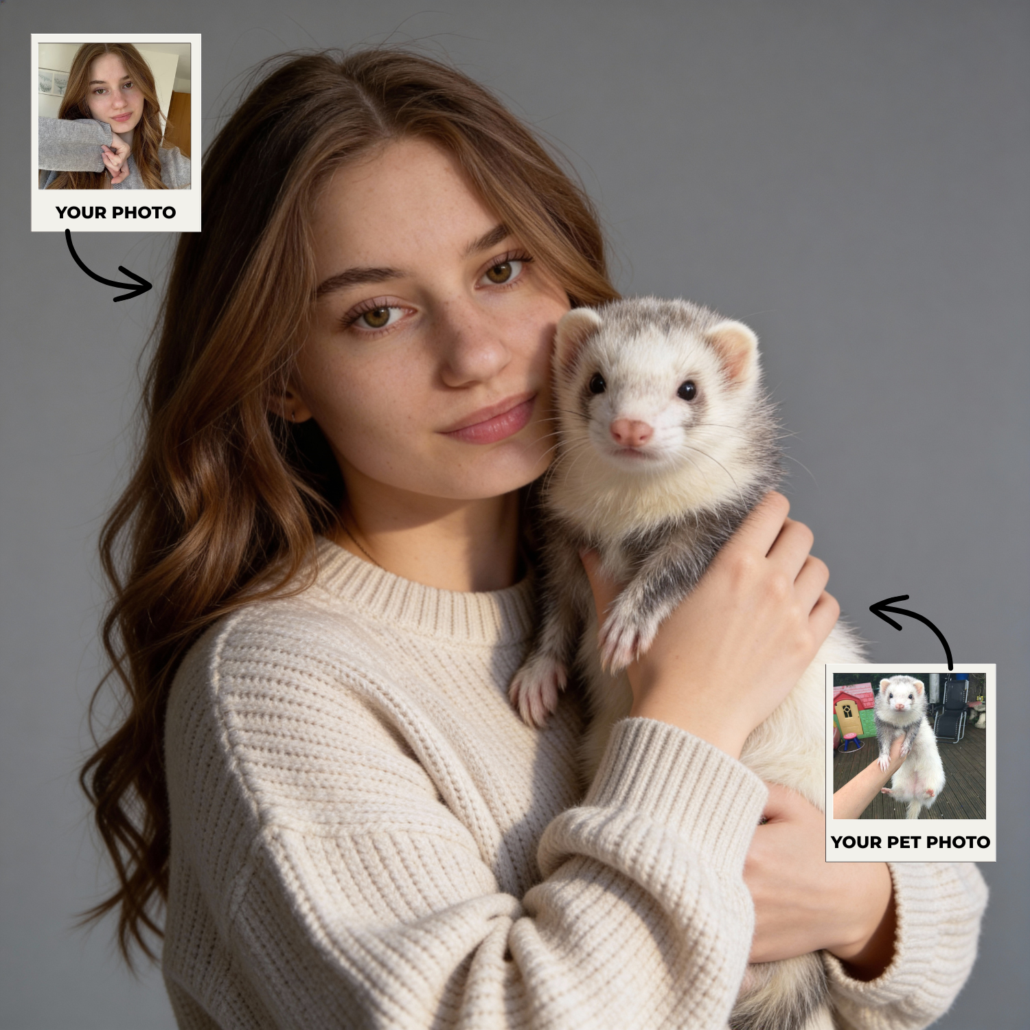 Custom Human & Pet Poster Charcoal Bond Portrait – Personalized High-Resolution Matte Print for Wall Art, Home Decor, or Unique Gifts for Pet Lovers (Frame Not Included)