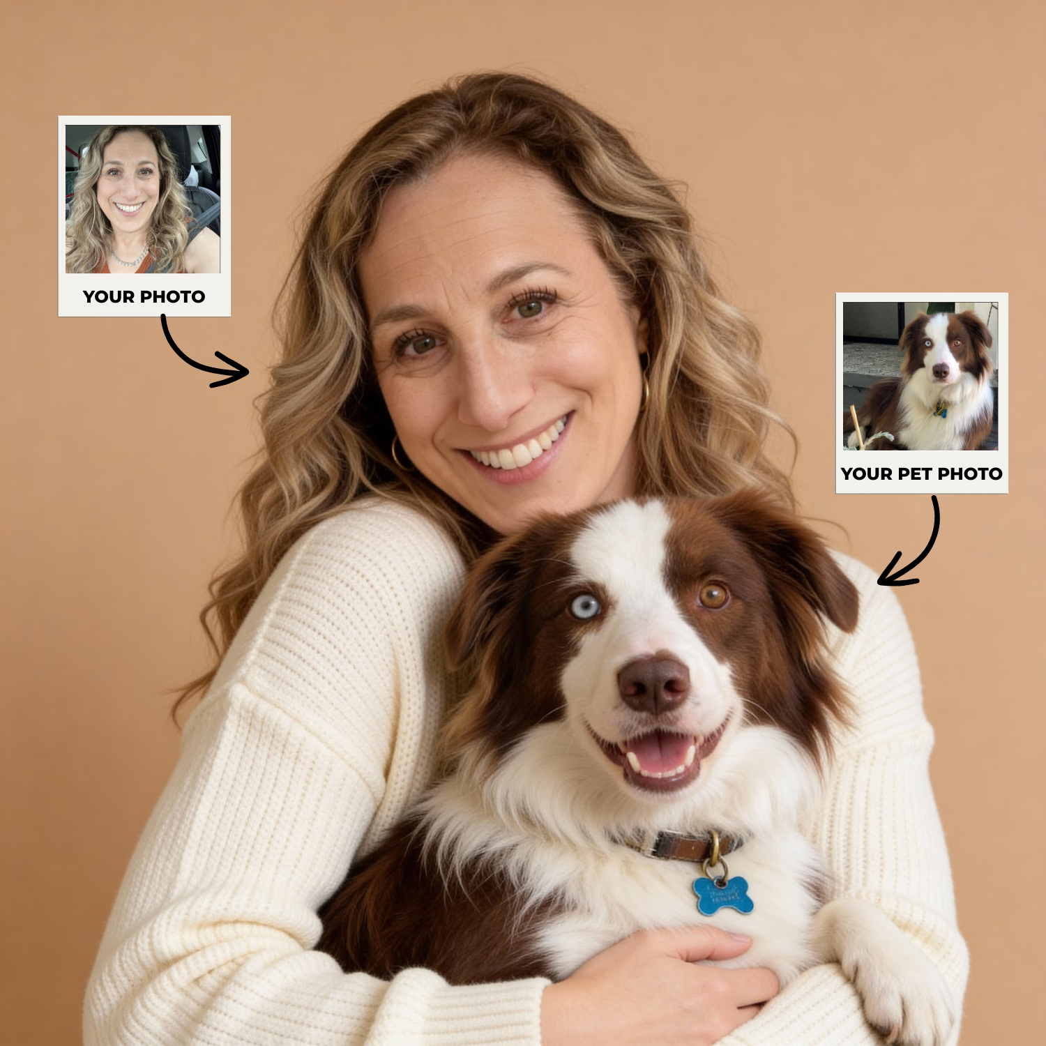 Custom Human & Pet Poster Sandstone Harmony Portrait – Personalized High-Resolution Matte Print for Wall Art, Home Decor, or Unique Gifts for Pet Lovers (Frame Not Included)