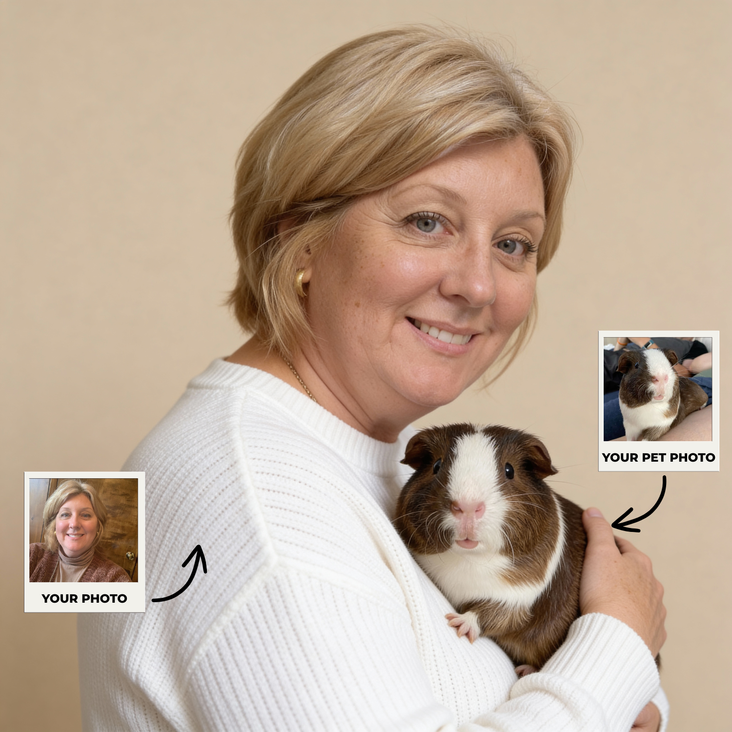 Custom Human & Pet Poster Sandstone Harmony Portrait – Personalized High-Resolution Matte Print for Wall Art, Home Decor, or Unique Gifts for Pet Lovers (Frame Not Included)